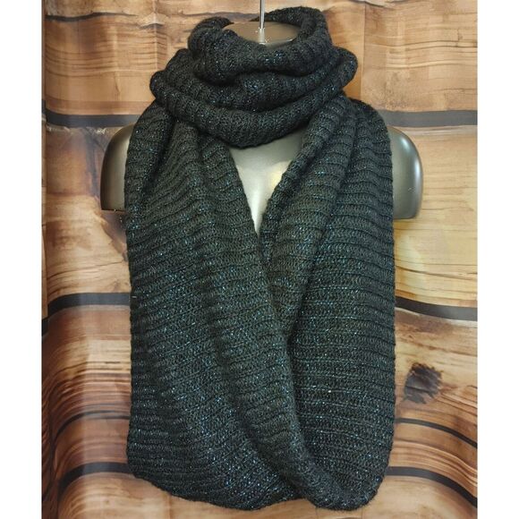 Mossimo Black Blue Sparkle Whimsigoth Infinity Wrap Scarf Knit Warm Fall Harvest - Picture 1 of 3